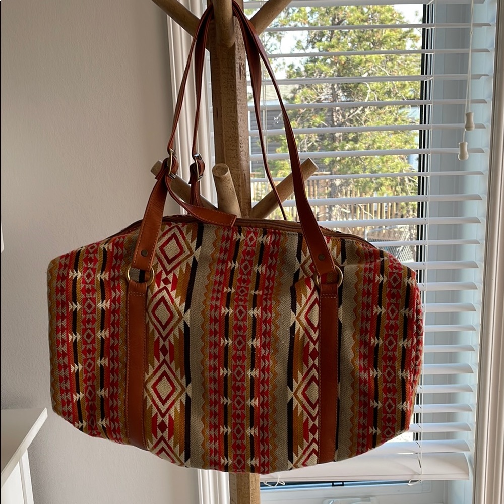 Stylish Red and Brown Patterned Tote Bag